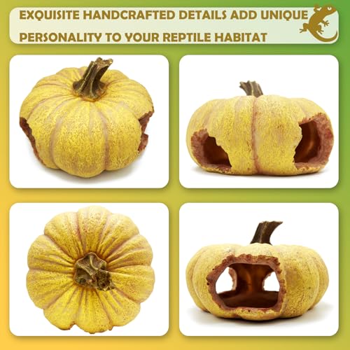 Pumpkin Leopard Gecko Hide Reptile Bearded Dragon Tank Hideout Caves Accessories Halloween Turtle Lizard Snake Décor Amphibian Habitat Tortoise Terrarium Decoration - style: Pumpkin