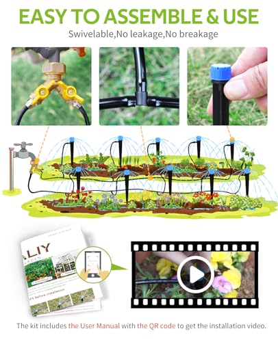 HIRALIY 100ft Drip Irrigation Kit Plant Watering System 8x5mm Blank Distribution Tubing DIY Automatic Irrigation Equipment Set for Garden Greenhouse Flower Bed Patio Lawn - size: 98.4 ft