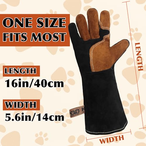 HANDLANDY HLDD Animal Handing Gloves- Bite Proof, Puncture & Scratch Resistant for Safe Handling - color: Black, size: 16-inches