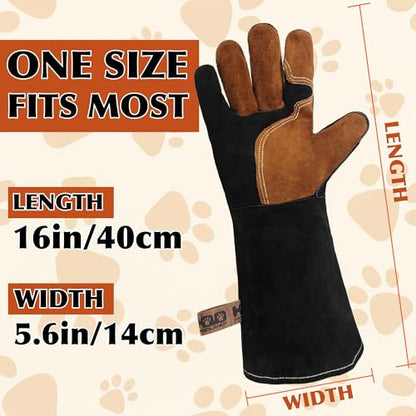 HANDLANDY HLDD Animal Handing Gloves- Bite Proof, Puncture & Scratch Resistant for Safe Handling - color: Black, size: 16-inches