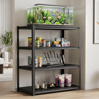 Metal Fish Tank Stand, 4-Tier Aquarium Stand with Storage Shelves, Heavy Duty Sturdy Aquarium Stands for 10-20 Gallon Fish Tank, Reptile Terrarium Stand, Modern Black Shelf for Home Office Garage - color: Black-fish05