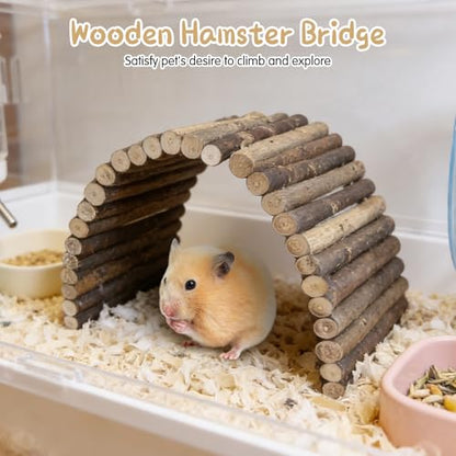 Hamiledyi 2 PCS Natural Wood Hamster Bridge, Bendable Climbing Ladder Small Animal Cage Accessories for Dwarf Hamster, Gerbils, Mice, Sugar Glider (15.7×5.9 in) - size: 15.7" × 5.9" (2 pcs)