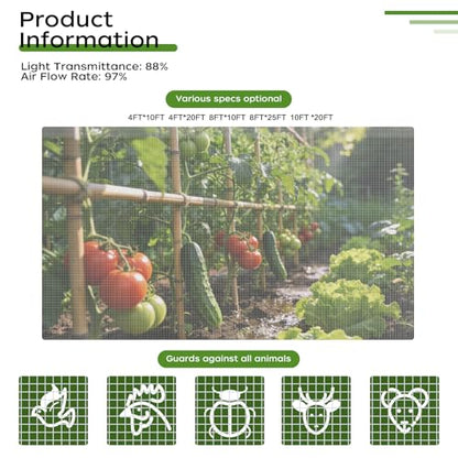 Garden Netting, 10'x20' Fine Mesh Net, Guard Veggies, Fruits & Flowers | Garden & Plant Netting for raised beds. Mesh fencing & tree net bags shield veggies, fruits, plants & flowers from pests. - size: 10'x20'