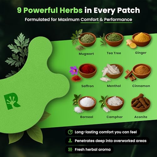 Gecko Grip Herbal Knee Patch | Pain Relief Patches for Knees & Joints | Extra-Sticky, Maximum Strength Herbal Knee Pain Patches for Everyday Wellness (10 Count) | Flexible Comfort-Stretch Fit