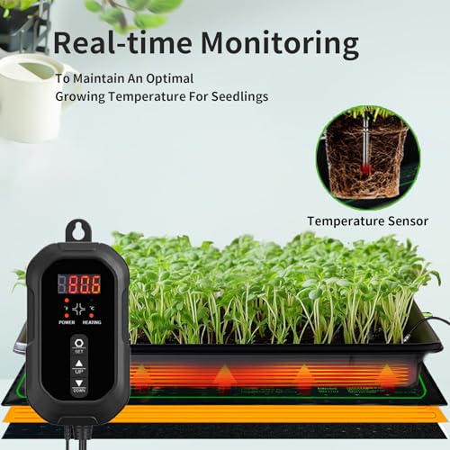 20"x20" Durable Seedling Heat Mat with Thermostat Controller | Durable Waterproof Hydroponic Heating Pad with ETL Certified for Indoor Plant Gardening and Cutting, Brewing and Greenhouse - style: 20"x20" Heat Mat with Digital Thermostat