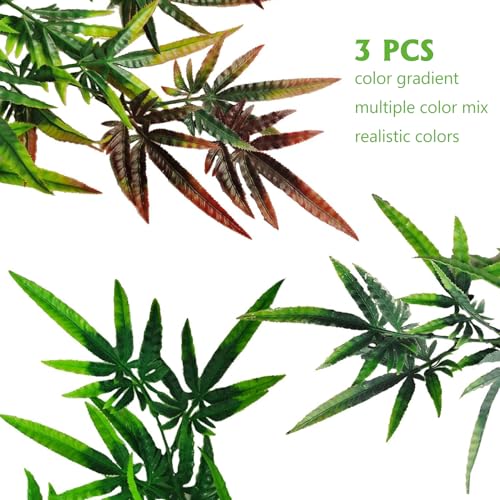 Hamiledyi 3 PCS Reptile Plants Terrarium Hanging Plant | Artificial Leaves, Reptile Hide, Suction Cup, For Bearded Dragon Hermit Crab Lizard Snake Geckos Chameleon - color: 3pcs Ivy Plant
