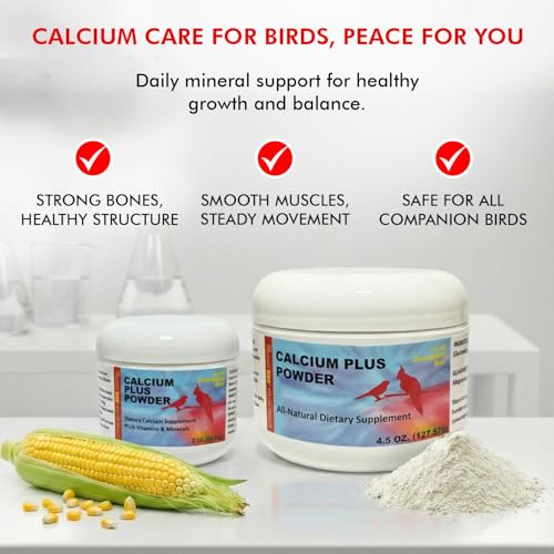 Calcium Plus Powder for Birds 2 oz – Calcium Supplement with Essential Vitamins & Minerals – Supports Bone Health, Muscle Function & Digestive Balance – Easy-to-Mix Calcium Formula | Calcium Supplement - Supports Healthy Growth, Bone Strength, Breeding, B