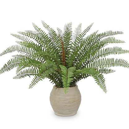 Briful Fake Boston Fern Plant in Rustic Terracotta Pot, 15.7" Small Artificial Potted Fern with Decorative Pebbles Faux Greenery Plant for Bathroom Shelf Kitchen Counter Office Desk Table Decor