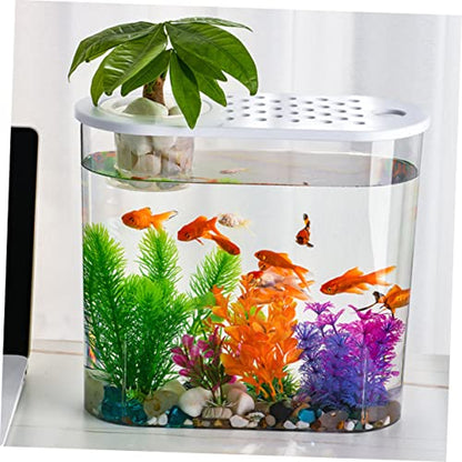 BESPORTBLE Small Plastic Aquarium Tank for Turtles and Reptiles Portable Desk Fish Tank Design for Decor