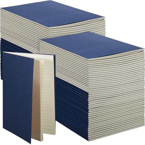 100 Pcs Journals Notebooks Bulk - Kraft Softcover A5 Small Notebooks 5.5 Inch x 8.3 Inch Notepads with 60 Page 30 Sheet for Writing Sketch Travel Office Supplies(Navy Blue,Lined) - color: Navy Blue, style: Lined