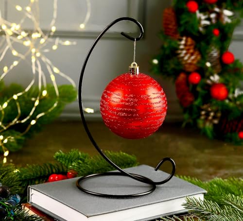Abom 3 Pack 13in Ornament Display Stand, Air Plant Holder, Terrariums Hanger, Black Iron Hanging Hook for Christmas Halloween Decoration, Glass Crystal Witch Ball, Home Wedding, Party Decor