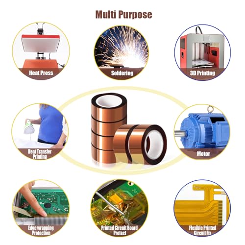 MEBMIK 6 Rolls 20mm x16m(52FT) Heat Tape High Temperature Heat Resistant Tape Heat Transfer Tape for Heat Sublimation Press Vinyl,No Residue