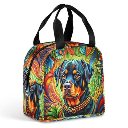 Rottweiler Dog Bohemian Art Lunch Bag for Women Men | Insulated Lunch Box Leakproof Food Meal Containers Reusable Foldable 6L Capacity Lunch Tote Bags for Work Picnic Travel - color: Style 1