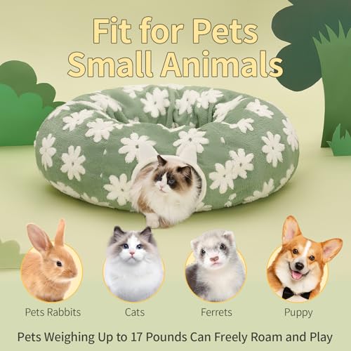 Pesen Cat Tunnel Bed with Soft Cushion for Indoor Cats and Kittens | Interactive Pet Toy Encourages Exploration, Supports Natural Instincts and Bonding for Cats, Small Dogs and Rabbits