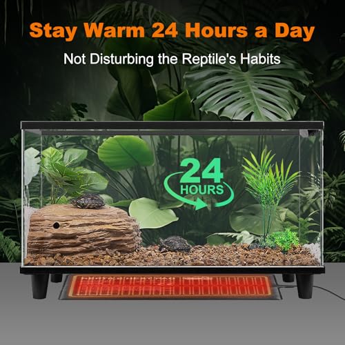LUCKY HERP Reptile Heat Pad 8x18 Inch 24W Under Tank Terrarium Heating Mat, Reptile Heat Mat, Reptile Heating Pad for Turtle, Lizard, Hermit Crab, Frog, Snake - size: 8" X 18"