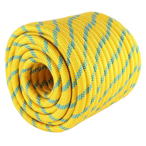 1/2in x 50ft Arborist Rope – 9000lb Breaking Strength Static Climbing Line, Polyester Bull Rope for Tree Care, Canopy Access & Rigging - size: 1x2in*50ft
