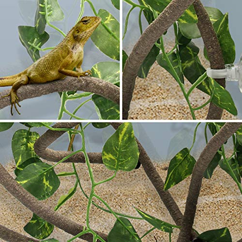 Coolrunner 8FT Reptile Vines and Flexible Reptile Leaves | with Suction Cups Jungle Climber Long Vines Habitat Decor for Climbing, Chameleon, Lizards, Gecko