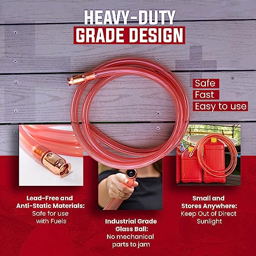 1” x 10’ Self-Priming Shaker Jiggler Siphon Hose, FlowPro Siphon Gas & Fuel Transfer Pump, Gas Can Siphon for Boats, Jet Ski, Pontoon. Water Siphon Pump for Hot Tub Drain and Cold Plunge | 10 GPM - size: 1” x 10 Foot