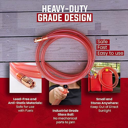 1” x 10’ Self-Priming Shaker Jiggler Siphon Hose, FlowPro Siphon Gas & Fuel Transfer Pump, Gas Can Siphon for Boats, Jet Ski, Pontoon. Water Siphon Pump for Hot Tub Drain and Cold Plunge | 10 GPM - size: 1” x 10 Foot