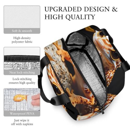 Gecko Rock Leaves Lunch Bag for Women Men | Insulated Lunch Box Leakproof Food Meal Containers Reusable Foldable 6L Capacity Lunch Tote Bags for Work Picnic Travel - color: style-10