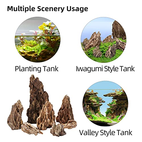 Dragon Stone Natural Aquascaping Rock 16lb Planted Aquarium Decor | Ohko-style texture; planted, reptile terrarium - size: 01 Dragon(Ohko) Stone(2-8inch,16lbs)
