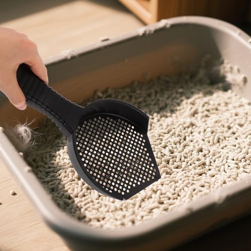 Alasum 2pcs Cat Litter Box Scooper and Reptile Sand Scoop with Fine Sifting Holes, Sturdy Plastic Material, Small and Large Size for Pet Waste Cleaning and Habitat Maintenance