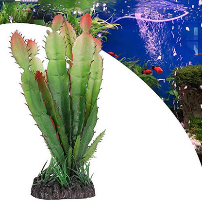 GLOGLOW Terrarium Plant, 5x5.5x15cm | Plastic Artificial Plant for Vivarium, 83g Weight, 5x5.5x15cm, For Tortoises Lizards and Desert Reptile Habitats