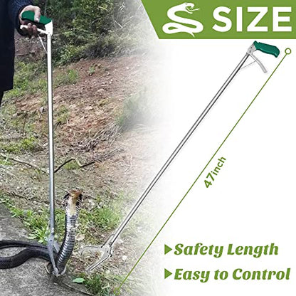 HOMEYA 47 Inch Extra Heavy Duty Snake Tongs, Standard Reptile Snake Grabber Tool, Professional Rattle Snake Catcher Tool Wide Jaw Handling Tool with Lock, Non-Slip Grip Handle - size: 47 Inch