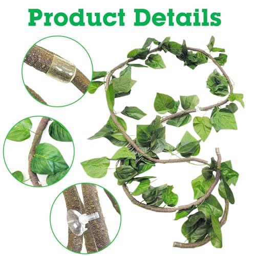 Tfwadmx 3FT Snake Vines for Climbing Enclosure Fake Jungle Vines Flowers Leaves Habitat Terrarium for Reptile Snake Chameleon Ball Python - size: 3.2 Ft Thin Vines 1 pc