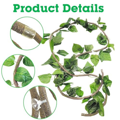 Tfwadmx 3FT Snake Vines for Climbing Enclosure Fake Jungle Vines Flowers Leaves Habitat Terrarium for Reptile Snake Chameleon Ball Python - size: 3.2 Ft Thin Vines 1 pc