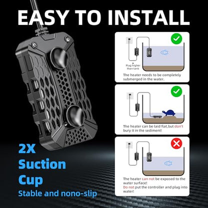 FREESEA Aquarium Fish Tank Heater: 50W Small Submersible Aquarium Heaters with Adjustable Digital LED Controller Leaving Water Automatic Stop Heating for 5-10 Gallon Betta Turtle Freshwater Saltwater - size: 50W(5-15gallon)