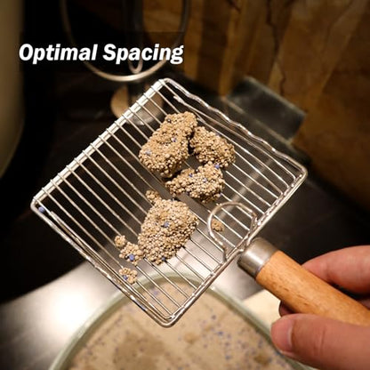L.D.Dog Cat Litter Scoop, Kitty Litter Scooper Metal, Deep Shovel, Wood Handle, Litter Box Fast Sifting for Cats and Kittens