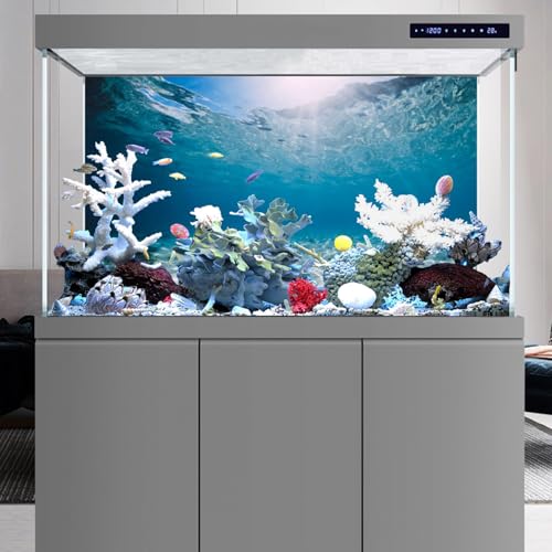 AWERT 72x24 in Aquarium Backdrop Undersea Ocean Floor Fish Tank Background | AWERT Clear Underwater Seabed Theme Vinyl Terrarium Background - size: 72x24in/180x60cm