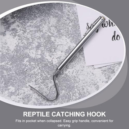PRETYZOOM 2pcs Stainless Steel Retractable Snake Hook 71cm Snake Grabber Reptile Catching Tool for Safe Handling and Reptiles