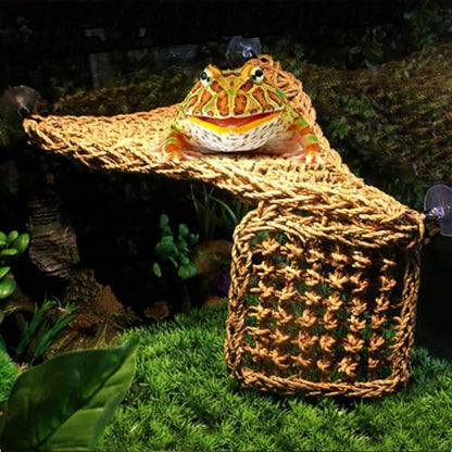 PIVBY Bearded Dragon Hammock（11.02" x 7.87", 2 PC） Reptile Lounger Climbing Toys Seagrass Fiber Habitat Tank Accessories for Chameleon, Lizards, Geckos, Snakes, Lguana, Amphibian Reptiles Habitats - size: 2 PCS
