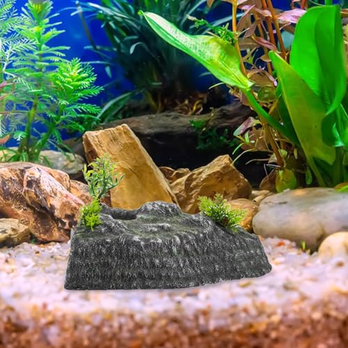 ABOOFAN Turtle Basking Platform and Climbing Ramp Resin Stone Aquarium Decor with Floating Reptile Dock for Turtle Habitat and Pet Terrarium Hideout
