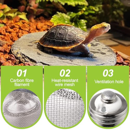 Deep Heat Projector for Reptiles 75W, Carbon Fiber Infrared Heat Lamp Bulb, Virtually No Visible Light Basking Heater for Bearded Dragon, Turtle, Gecko, Snake