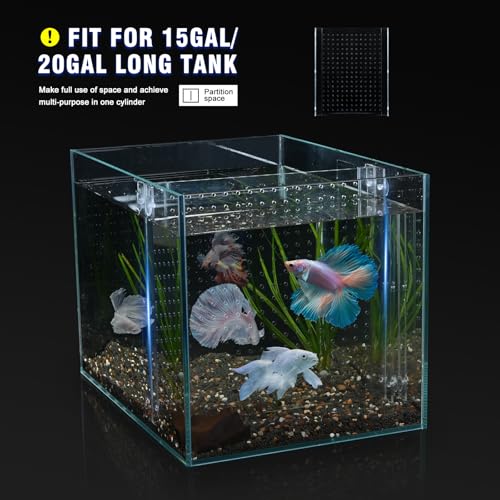 Acrylic Fish Tank Divider,Aquarium Divider Fit for 15 Gallon/ 20 Gallon Long Tank,Adjustment Clear Fish Tank Separator Set with Suction Cups(15gal/20gal Long) - size: 11.2''x11''(15gal/20gal Long)