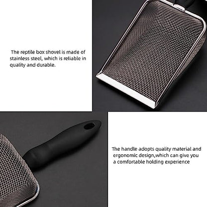 2PCS Reptile Sand Sifter Cat Litter Scoop Fine Mesh Metal Reptile Litter Cleaner Scooper for Sand Bedding Aquarium Terrarium Accessories