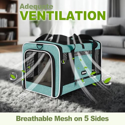 GAPZER Cat Carrier 18"x11"x11" TSA Approved Ventilated Pet Air Travel Cage | Top Open Small Animal Basic Crate, Shih Tzu Dog Softsided Durable Kennel, 4-Mesh-Side Kitty Carry on Case up to 20 lbs Teal - color: Turquoise