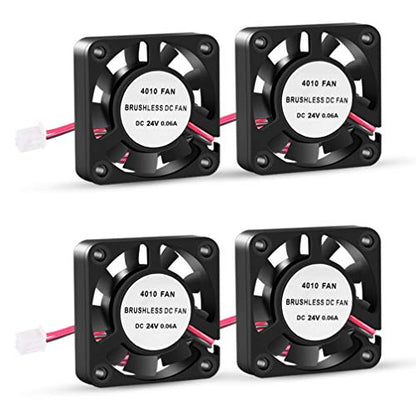 3D Printer Cooling Fan, 40mm x 40mm x 10mm Blower Cooling Fan with 2 Pin Terminal for Hotend Extruder Heatsinks Makerbot MK7 MK8 CPU Chip (24V 0.06A) - color: 24V(4010)