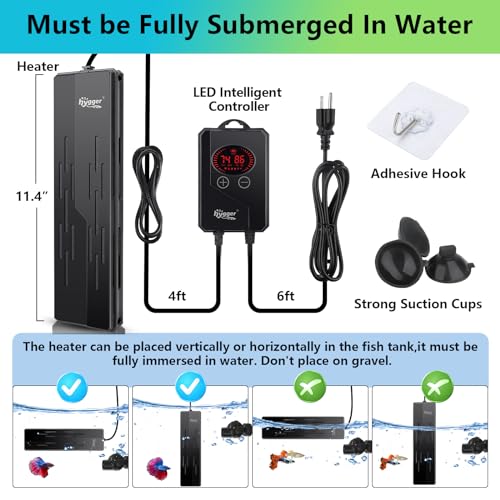 hygger Aquarium Heater 1000W,Submersible Fish Tank Heater with Adjustable Temperature Digital LED Controller,Overheating & Auto Shut Off Protection,for Saltwater & Freshwater Fish Tank 110-240Gallon - size: 1000W for 110-240 Gallon