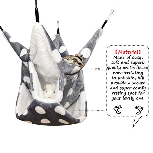 LEFTSTARER Rat Ferret Sugar Glider Cage Hammock Bedding Small Pet Cage Accessories Toy Triple-Layer Hammock Bedding for Hamster Guinea Pig Sugar Glider Rat Ferret Chinchilla Playing Sleeping(Grey) - color: Grey
