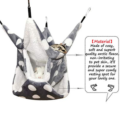 LEFTSTARER Rat Ferret Sugar Glider Cage Hammock Bedding Small Pet Cage Accessories Toy Triple-Layer Hammock Bedding for Hamster Guinea Pig Sugar Glider Rat Ferret Chinchilla Playing Sleeping(Grey) - color: Grey