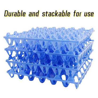 4-Pack Blue Rectangular Plastic Egg Tray, Stackable Egg Crates, 30-Egg Capacity, Modern Style, Reusable, Dishwasher Safe - size: 4-Pack Blue