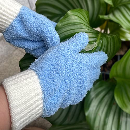 MIG4U Microfiber Dusting Gloves House Cleaning Glove for Blinds, Windows, Shutters, Furniture, and Car, Reusable Lint-Free Blue 1 Pair S/M - color: Blue 1 Pair, size: Small-Medium