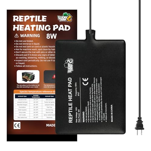 LUCKY HERP Reptile Heat Pad 6x8 Inch 8W Under Tank Terrarium Heating Mat, Reptile Heat Mat, Reptile Heating Pad for Turtle, Lizard, Hermit Crab, Frog, Snake - size: 6" X 8"