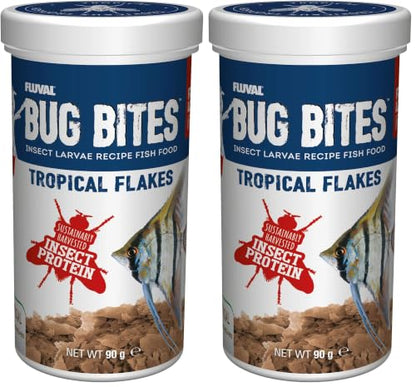 Fluval Bug Bites Tropical Fish Food, Flakes for Small to Medium Sized Fish, 3.17 oz., A7332, Brown (Pack of 2) - size: 3.17 Ounce (Pack of 2)