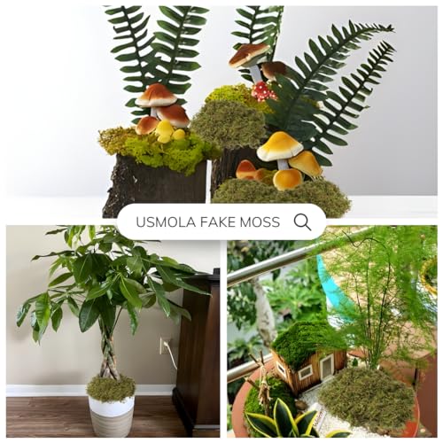 USMOLA Fake Moss for Potted Plants Indoor, 2LBS Large Capacity Artificial Green Moss for DIY Crafts, Faux Moss for Table Centerpieces Fairy Garden Terrariums Decor (32OZ)