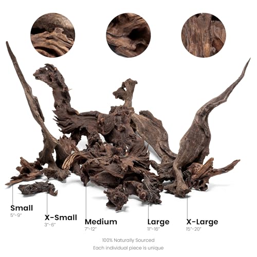 Ultum Nature Systems Driftwood - Malaysian Drift Wood for Fish Tank, Planted Tank, Terriarium, Paludarium - Versatile Natural Driftwood Decor, Events Wood Centerpiece - Malaysian, S 8-12", 3 Pack - size: 8-12" 3-Pack